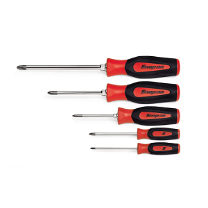 SNAP-ON NO.SGDP50BR Set Screwdriver Phillips Tip Instinct Soft Handle Red 5 pcs.