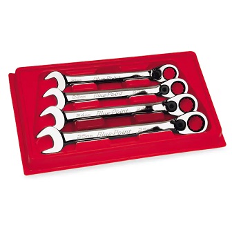 BLUE-POINT NO.BOERM704 Set Wrench Metric Ratcheting Box/Open End Standard 12˚Offset 4pcs.