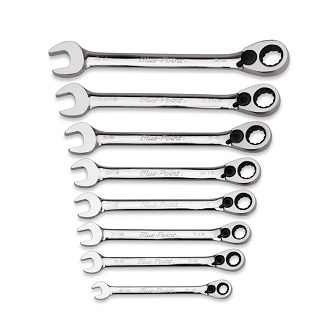 BLUE-POINT NO.BOER708 Set Wrench Ratcheting Box/Open End Standard 12˚Offset (8pcs.)