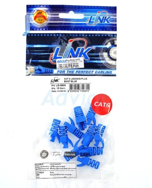 ปลอกหุ้ม LINK NO.US-6624 สำหรับ RJ45 CAT6 สีน้ำเงิน PLUG BOOT (10 ตัว/ถุง)