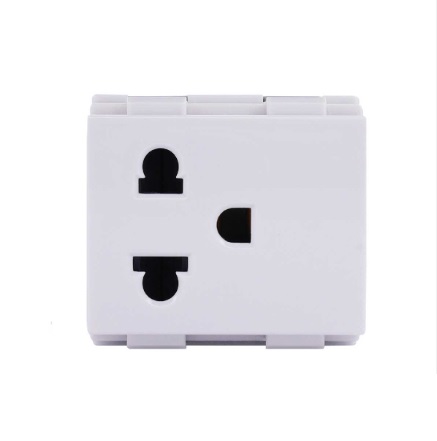 เต้ารับเดี่ยวมีกราวด์ HACO No.W8416V 3 Pin Euro-American Socket with Safety Shutter , 16A 250V.