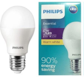 หลอดแอลอีดี PHILIPS LED Blub 5w E27 A60 3000K Warmwhite