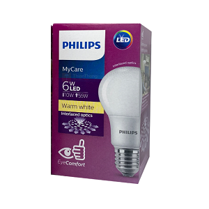 หลอดแอลอีดี PHILIPS LED Blub 6w E27 A60 3000K Warmwhite