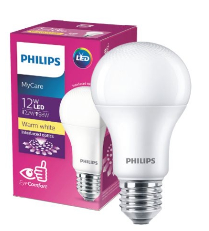 หลอดแอลอีดี PHILIPS LED Blub 12w E27 A60 3000K Warmwhite