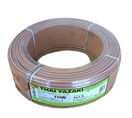 สายไฟ THAI YAZAKI Cable wire : THW , 1 x 1.5 sqmm. Brown (100m./ea)