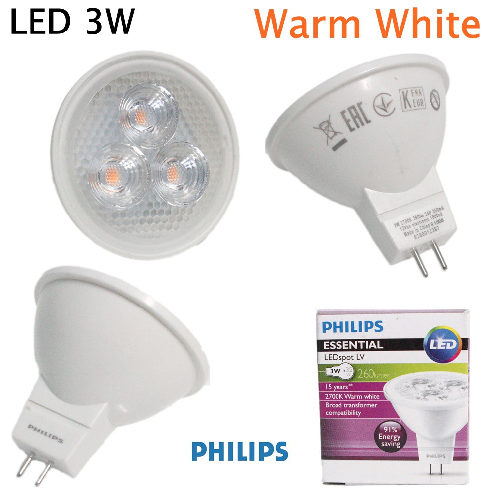 หลอดไฟ LED PHILIPS Essential MR16 GU5.3 4W 12V Warmwhite