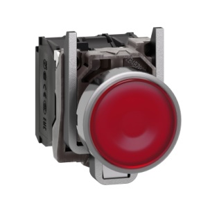 สวิตซ์กด SCHNEIDER No.XB4-BW34B5 Push button Switch, Harmony, 22.5 mm, SPST-NO, SPST-NC, Momentary, Flush, Red