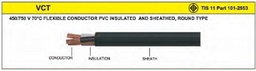 [E02588] สายไฟกลมดำ THAI YAZAKI Wire Cable : VCT , 3 x 1 sqmm. (100 mt/ea)