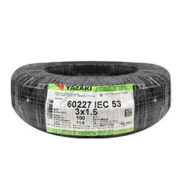 [E02589] สายไฟกลมดำ THAI YAZAKI Wire Cable : VCT , 3 x 1.5 sqmm. (100 mt/ea)