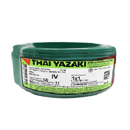 [E08785] สายไฟ THAI YAZAKI Cable wire : THW Green , 1 x 1.0 sqmm. (100MT/EA)