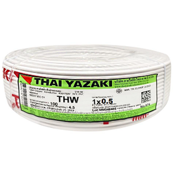 [E08793] สายไฟ THAI YAZAKI Cable wire : THW White , 1 x 0.5 sqmm. (100MT/EA)