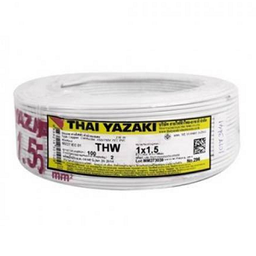 [E08798] สายไฟ THAI YAZAKI Cable wire : THW White , 1 x 1.5 sqmm. (100MT/EA)