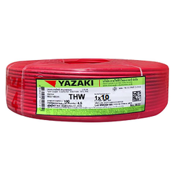 [E08814] สายไฟ THAI YAZAKI Cable wire : THW Red , 1 x 10 sqmm. (100MT/EA)