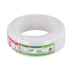 [E08803] สายไฟ THAI YAZAKI Cable wire : THW White , 1 x 2.5 sqmm. (100 MT/EA)