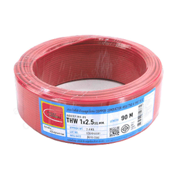 [E08949] สายไฟ THAI UNION Cable wire : THW red , 1 x 2.5 sqmm. (90 MT/EA)