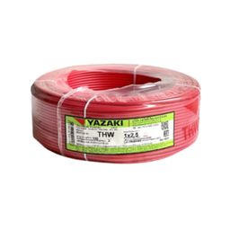 [E09372] สายไฟ THAI YAZAKI Cable wire : THW/F Red , 1 x 2.5 sqmm. (100 MT/EA)