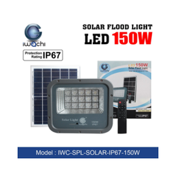 สปอร์ตไลท์โซล่าเซลล์ IWACHI No.IWC-SPL-SOLAR-IP67-150W พร้อมรีโมทตั้งเวลา ปรับแสงได้แสงขาว