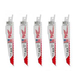 [518002862028] ใบเลื่อยซอร์ซอลตัดไม้ MILWAUKEE NO.48-00-5021 AX 6&quot; 5 TPI Sawzall® Blades (5pcs/ea)