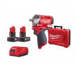 [209001862016] บล็อกกระแทกไร้สาย ( พร้อมกล่องเก็บ ) MILWAUKEE NO.M12 FIWF12-601C impact wrench 339 Nm., 1/2&quot; ( Battery 12V.6Ah. x 2 ,Charger )