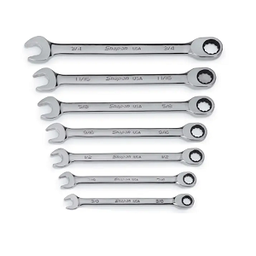 SNAP-ON No.SOXR707A SAE Flank Drive® Plus Non-Reversible Ratcheting Combination Wrench Set ,3/8 - 3/4&quot; (7pcs/set)