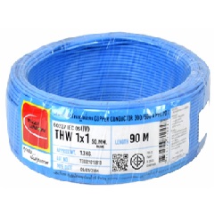 สายไฟ THAI UNION Cable wire : THW Blue , 1 x 1 sqmm. (90 MT/EA)