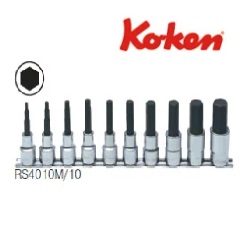 บ๊อกซ์เดือยโผล่ 6P KOKEN No.RS4010M/10-L75 Bit socket set (4-19mm.) , 1/2&quot;sq. x 75 mm. (10 pcs/ea)