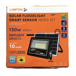 โคมไฟฟลัดไลท์ พร้อมเซ็นเซอร์ LAMPTAN No.NERO-JET Solar Floodlight Smart Sensor , 150W / Daylight