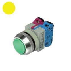 สวิตซ์กดหัวเรียบกดเด้งกลับ QUBIX No.SA3-FM10-Y Control Switches : 30mm. , (Yellow)