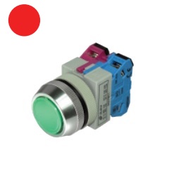 สวิตซ์กดหัวเรียบกดเด้งกลับ QUBIX No.SA3-FM10-R Control Switches : 30mm. , ( Red )