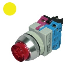 สวิตซ์กดมีไฟกดเด้งกลับ QUBIX No.SA3-EML11Y-2A Illuminated Control Switches : 22VAC , 30mm. (Yellow)