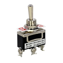 ท๊อกเกิ้ลสวิตซ์ QUBIX No.C513B Toggle Switch : 1P , 15A , 250 , 3ขั้ว / ON-OFF-ON