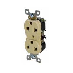 เต้ารับคู่มีกราวด์ QUBIX No.R270U-V Receptacles : 2P , 3W / 15A , 250VAC (Ivory)