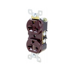 เต้ารับคู่มีกราวด์ QUBIX No.R296-B Receptacles : 2P , 3W / 15A , 250VAC (Brown)