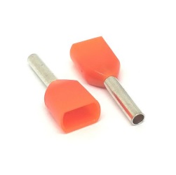 สลิปย้ำปลายสายหุ้มฉนวนไนลอนแบบคู่ K-KABLE No.CT205008 Cord End Twin Sleeves : Size 2x0.5 mm. / (Orange)