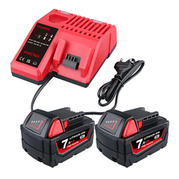 ชุดแท่นชาร์จพร้อมแบตเตอรี่ MILWAUKEE No.M18 Lithium-Ion Battery, ( Charger 18V 3.0Ah x2 )