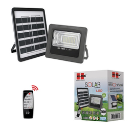 โคมไฟฟลัดไลท์โซล่า LED HI-TEK No.HFSF00030D Solar Flooslight , 30W 6500K Daylight