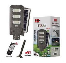 โคมไฟถนนโซลาร์เซลล์พร้อมขาจับ HI-TEK No.HFSS000100 Solar Cell Street Lamps With handle : Grey , 100W (Daylight)