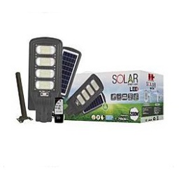 โคมไฟถนนโซลาร์เซลล์พร้อมขาจับ HI-TEK No.HFSS00200D Solar Cell Street Lamps With handle : Grey , 200W (Daylight)