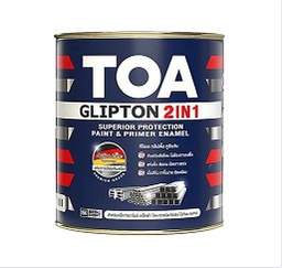 สีน้ำมันทับหน้าและรองพื้น ชนิดด้าน TOA No.GF888 Enamel Paint Glipton 2in1 Black Matt , 1GL.