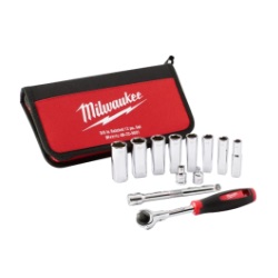 ชุดประแจบ็อกซ์ MILWAUKEE No.48-22-9001 Socket wrench set (FOUR Flat type)