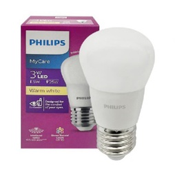 หลอดแอลอีดีทรงปิงปอง PHILIPS LED Blub 3000K : Warm White ,  3W E27