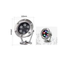 โคมไฟสระน้ำ LED Underwater Light with Controller IP68 :RGB , 12VDC 4P 6w (6x1w)