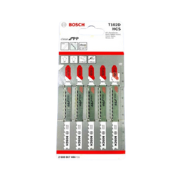 ใบเลื่อยจิ๊กซอว์ตัดพลาสติก BOSCH No.T102D (2608667444) Jigsaw blade : Plastic , 4mm. (5 Pcs./Ea)