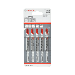 ใบเลื่อยจิ๊กซอว์ตัดพลาสติกพีวีซี BOSCH No.T102H (2608667446) Jigsaw blade : Plastic PVC , 2.3mm. (5 Pcs./Ea)