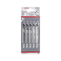 ใบเลื่อยจิ๊กซอว์ตัดไม้ BOSCH NO.T234X (2608633528) Jigsaw blade : Wood , 2 - 3mm. (5 Pcs./Ea)