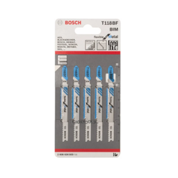 ใบเลื่อยจิ๊กซอว์ตัดเหล็ก BOSCH No.T118BF (2608634503) Jigsaw blade : Steel , 1.9 - 2.3mm. (5 Pcs./Ea)