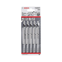 ใบเลื่อยจิ๊กซอว์ เหล็ก ไม้ BOSCH No.T345XF (2608634994) Jigsaw blade : Steel/Wood , 2.4 - 5mm. (5 Pcs./Ea)