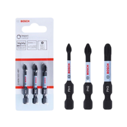 ชุดดอกไขควง BOSCH No.2608522491 Impact Control PH1/2/3 Power Bits , 50 mm. (3pcs/set) Black