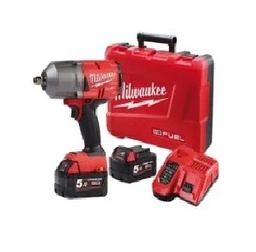 [201017862082] บ๊อกซ์ไร้สายระบบกระแทก MILWAUKEE NO.M18 FHIWF12-502X M18 Fuel impact wrench 1/2&quot;SD, 1356Nm, 18V (Charger , 2 battery 5.0Ah)