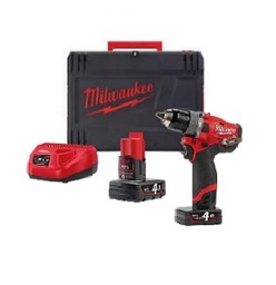 [201017862086] สว่านกระแทกไร้สาย MILWAUKEE NO.M12 FPD-404C M12 2-speed percussion drill 13mm. 12V, 2pcs 4.0Ah.